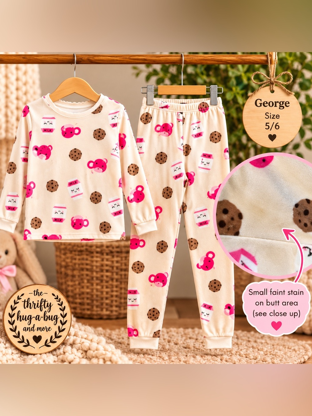 🍪 George Milk & Cookies Pajama Set – Size 5/6 💕🍪